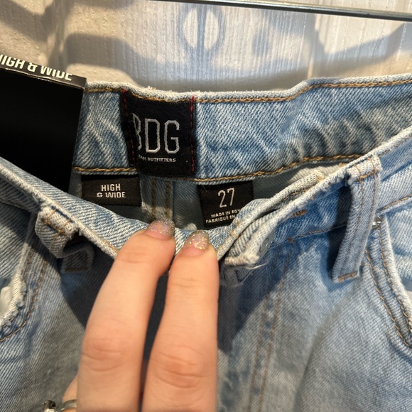 BDG Urban Outfitters Jeans Women Size 27 Blue Puddle Super High Waist Wide Leg - Picture 6 of 7